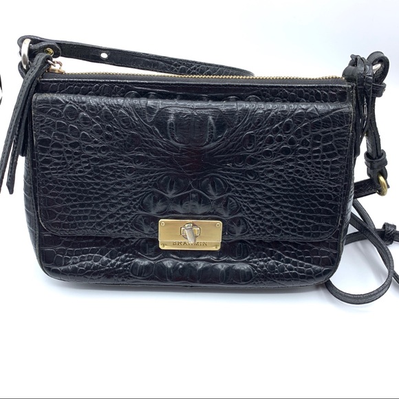 Brahmin Handbags - Brahmin Croc Embossed KISS Lock Crossbody Bag